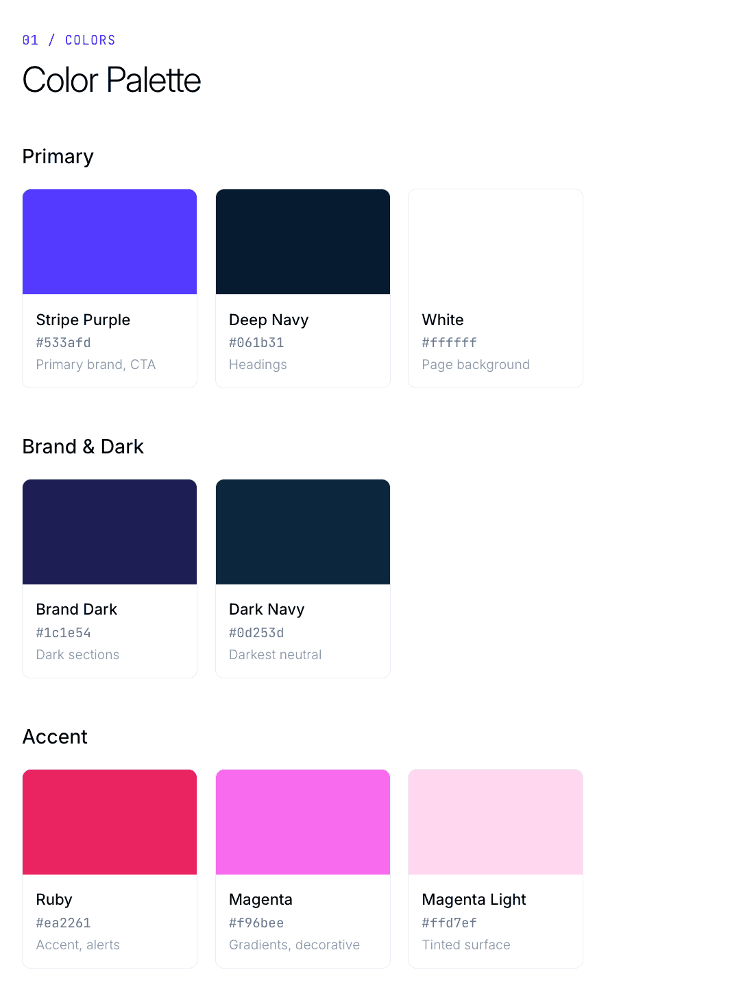 Color palette tokens