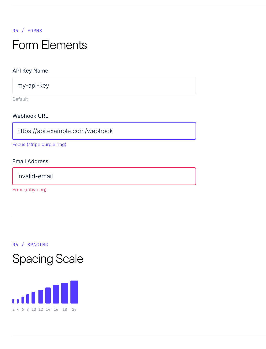 Form elements and spacing tokens